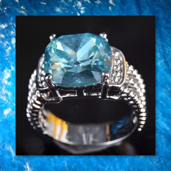 JUST IN🆕 Deep Blue Zircon White GF Ring - Picture 2 of 6